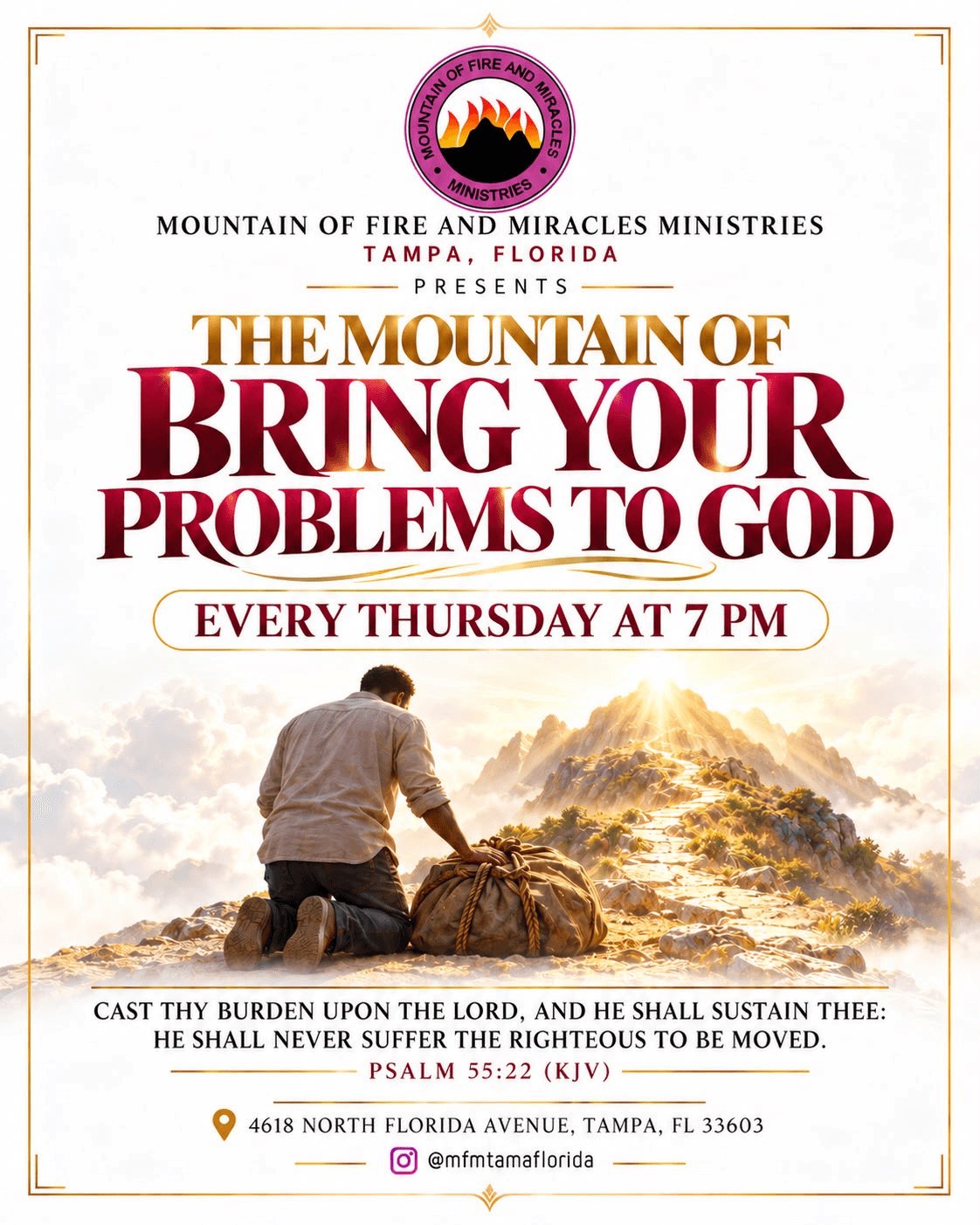 The Mountain of Bring Your Problems to God flyer — Every Thursday at 7:00 PM (ET)